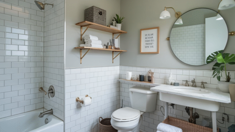 24 Bathroom Shelf Decor Over Toilet Ideas